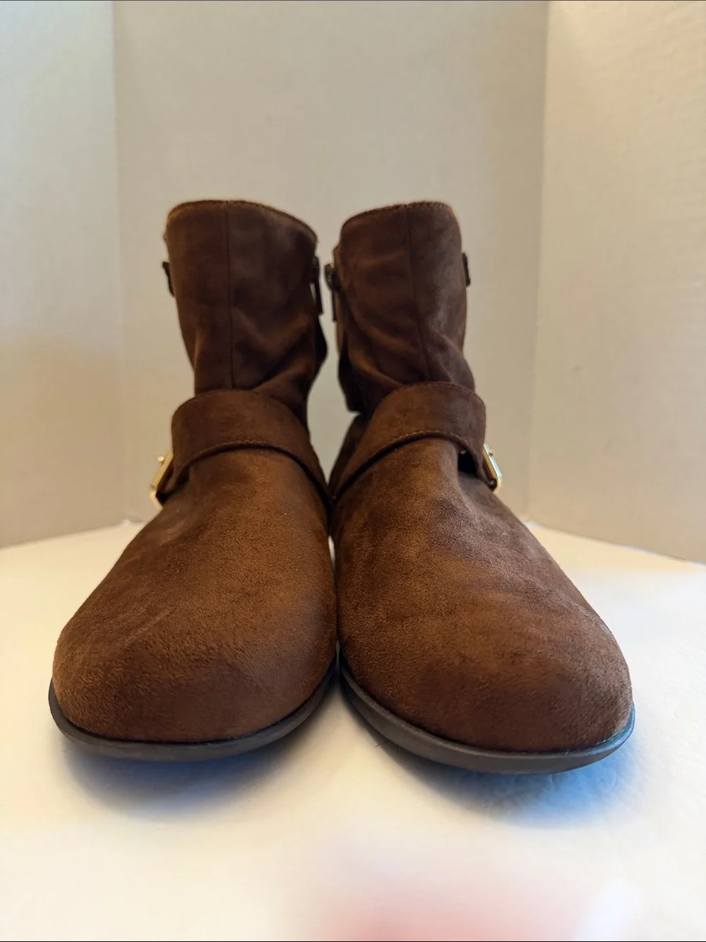 Comfortview 7.5 Brown Suede Buckle Ankle Boots NWOT